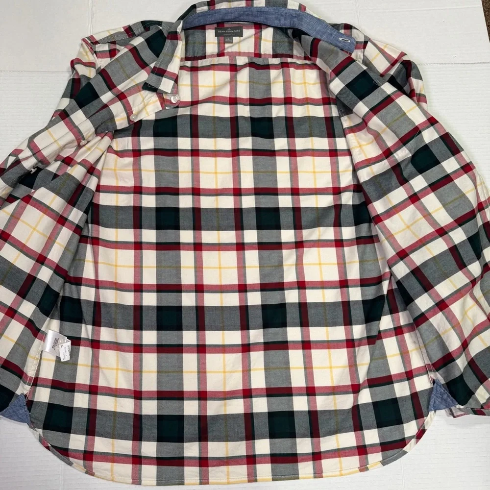 L.L. Bean Signature Stretch Woven Plaid Shirt, Men’s Large, Black/Red - Picture 7 of 9
